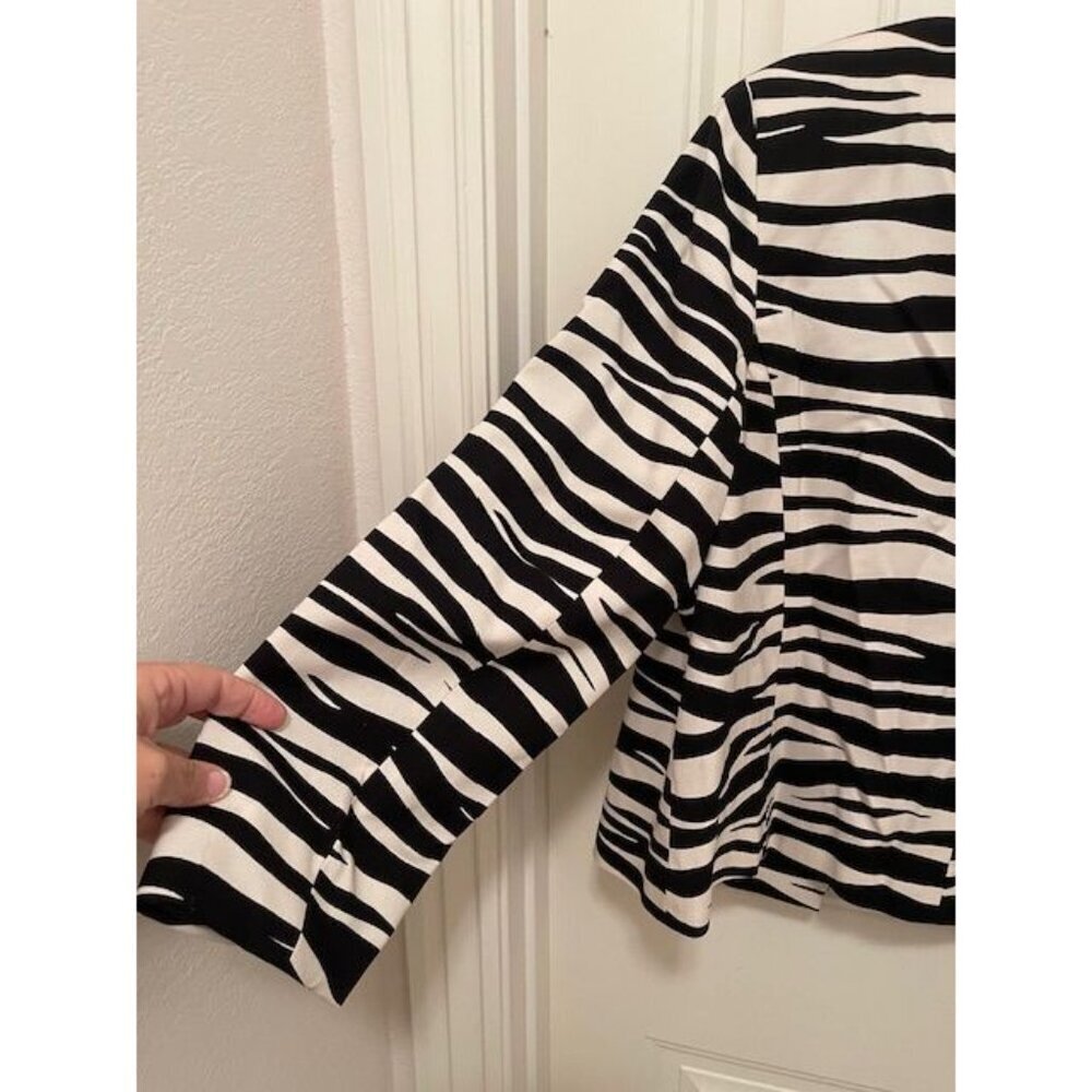 Dana Buchman Vintage Cropped Blazer Jacket Women's Size 14 Silk Blend Zebra Prin - Picture 9 of 16